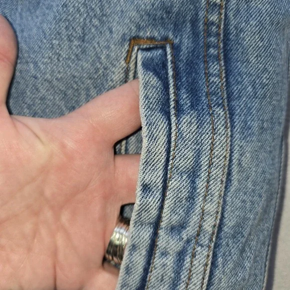 Vintage Wrangler HERO Denim Trucker Jacket M Blue Y2K Distressed 90s Streetwear - Picture 7 of 16